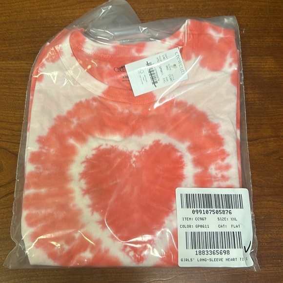 J Crew Girls' long-sleeve heart tie-dye T-shirt CC967 - Picture 3 of 4